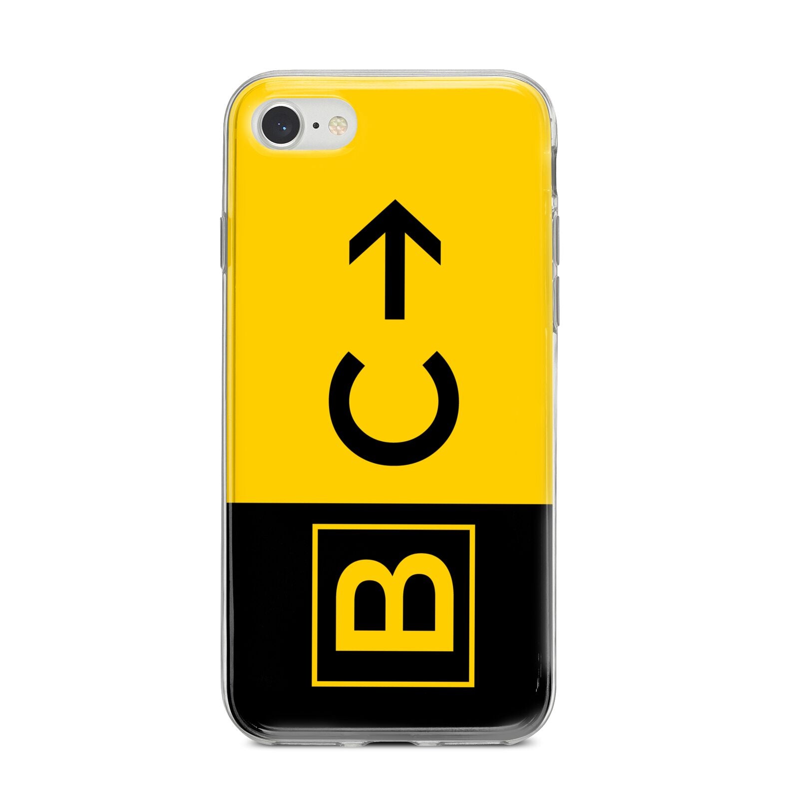 Custom Location Direction Airport Sign iPhone 8 Bumper Case on Silver iPhone