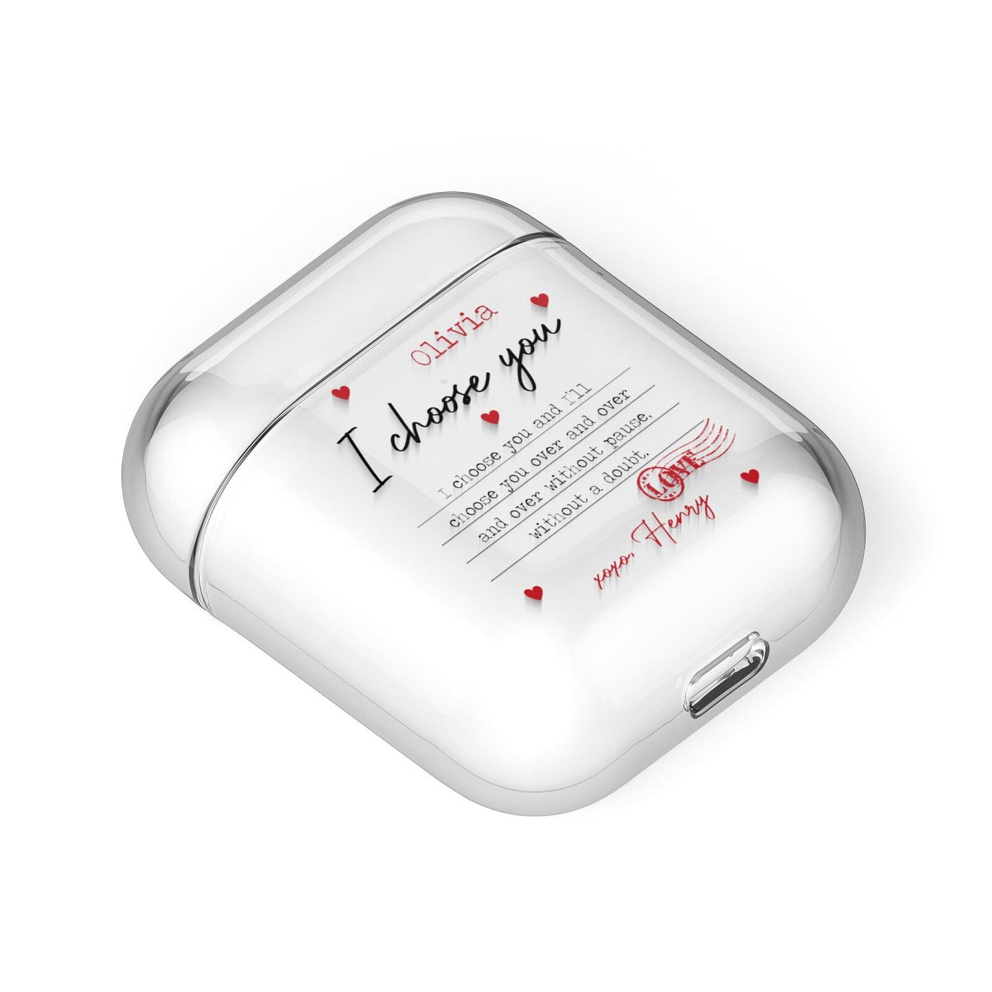 Custom Love Letter AirPods Case Laid Flat