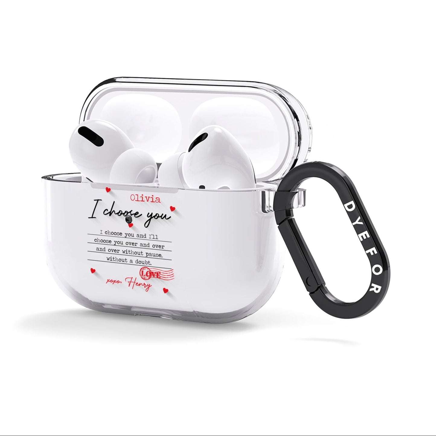 Custom Love Letter AirPods Clear Case 3rd Gen Side Image