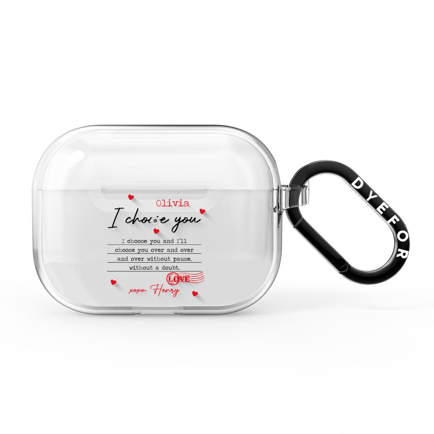 Custom Love Letter AirPods Pro Clear Case