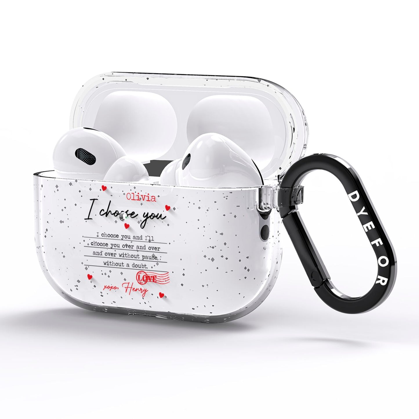 Custom Love Letter AirPods Pro Glitter Case Side Image