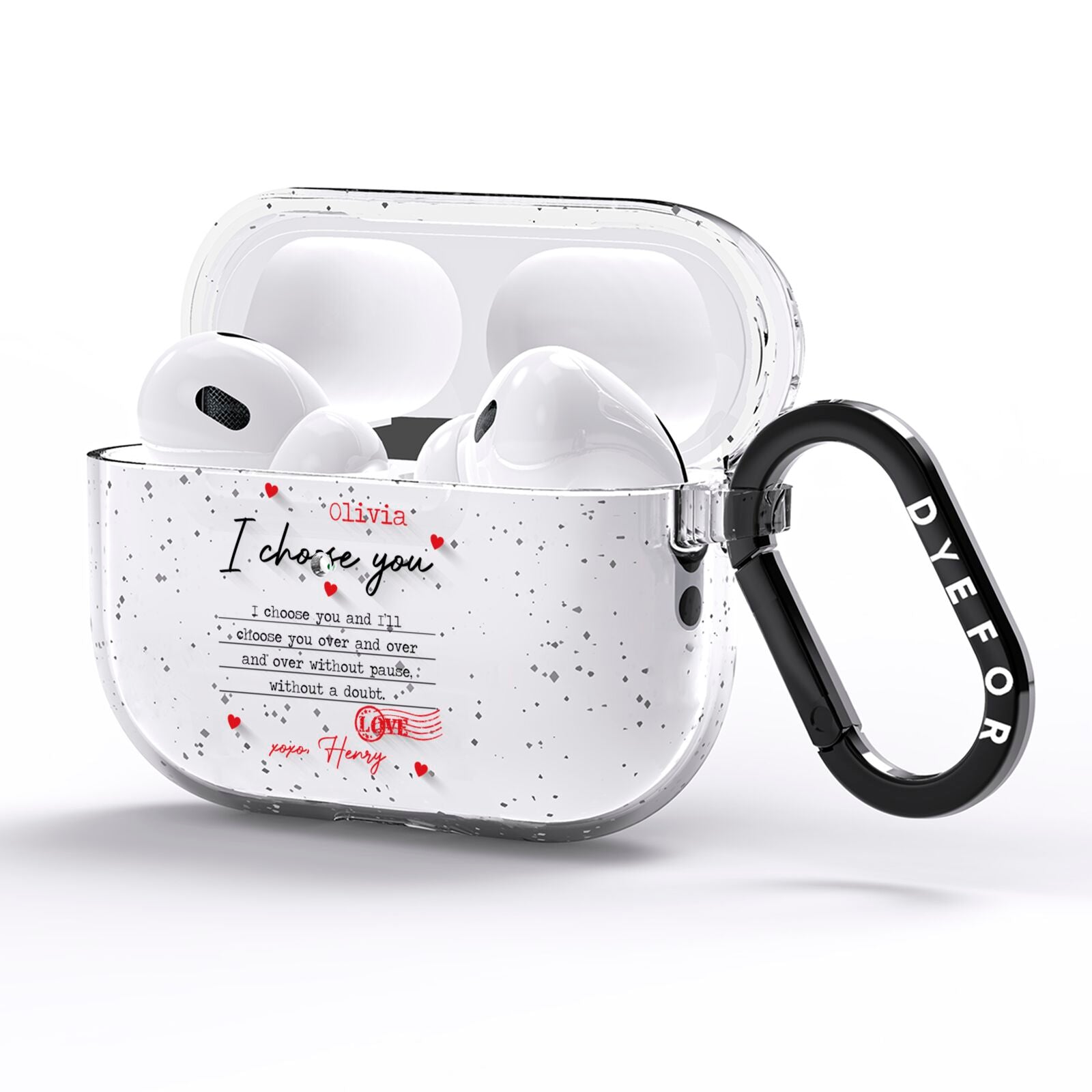Custom Love Letter AirPods Pro Glitter Case Side Image