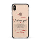 Custom Love Letter Apple iPhone Xs Max Impact Case Black Edge on Gold Phone