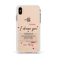 Custom Love Letter Apple iPhone Xs Max Impact Case White Edge on Gold Phone