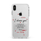 Custom Love Letter Apple iPhone Xs Max Impact Case White Edge on Silver Phone