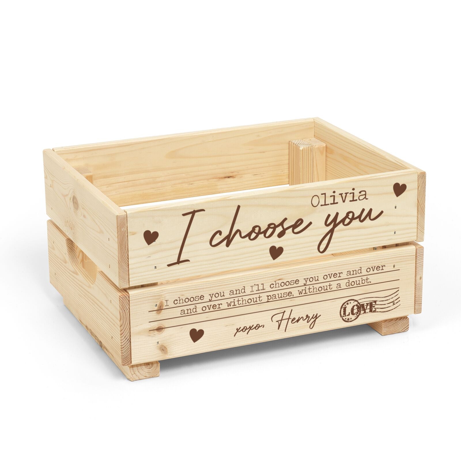 Custom Love Letter Christmas Eve Crate Box Side Angle