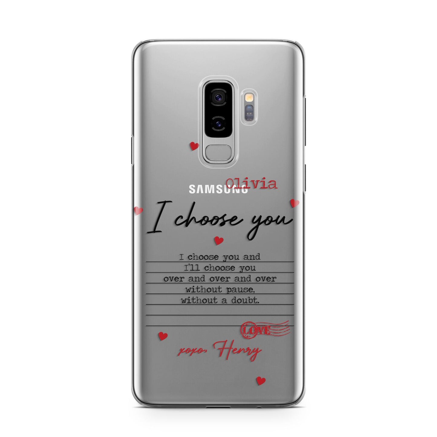 Custom Love Letter Samsung Galaxy S9 Plus Case on Silver phone