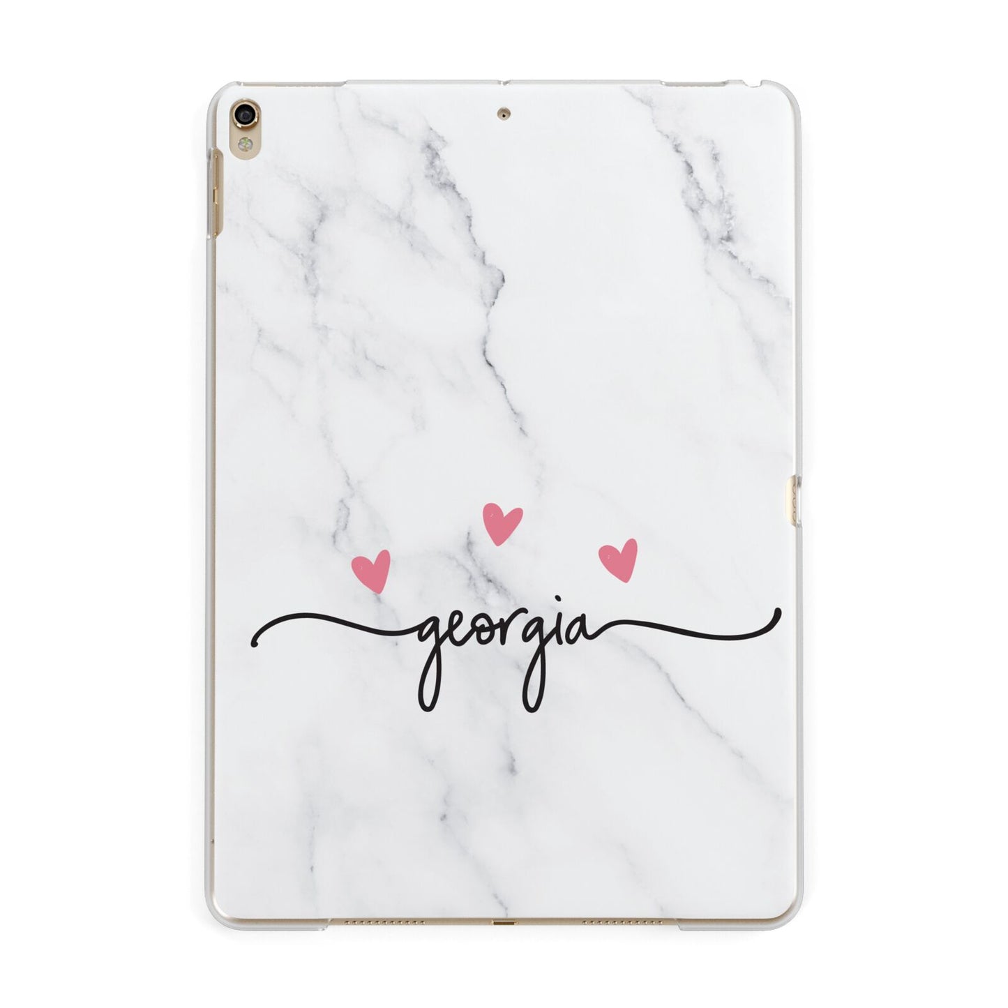 Custom Marble with Handwriting Text Apple iPad Gold Case