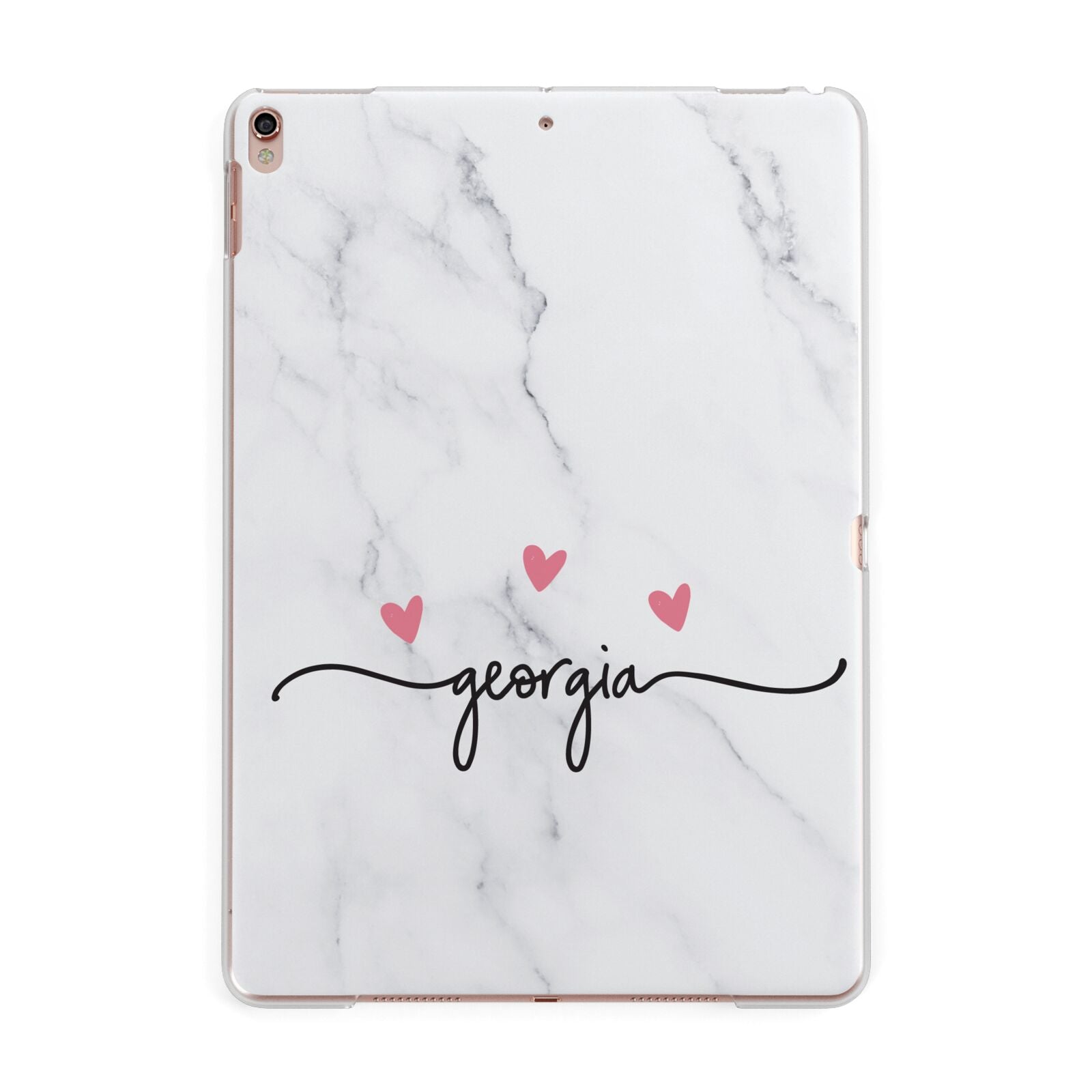 Custom Marble with Handwriting Text Apple iPad Rose Gold Case