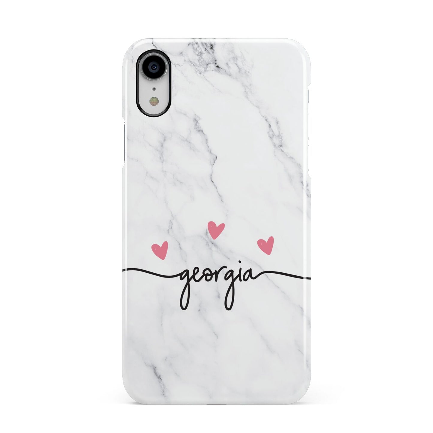 Custom Marble with Handwriting Text Apple iPhone XR White 3D Snap Case