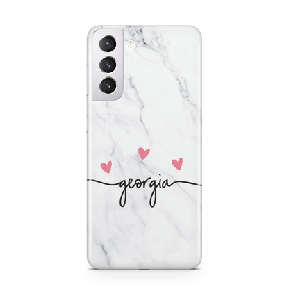 Custom Marble with Handwriting Text Samsung S21 Case