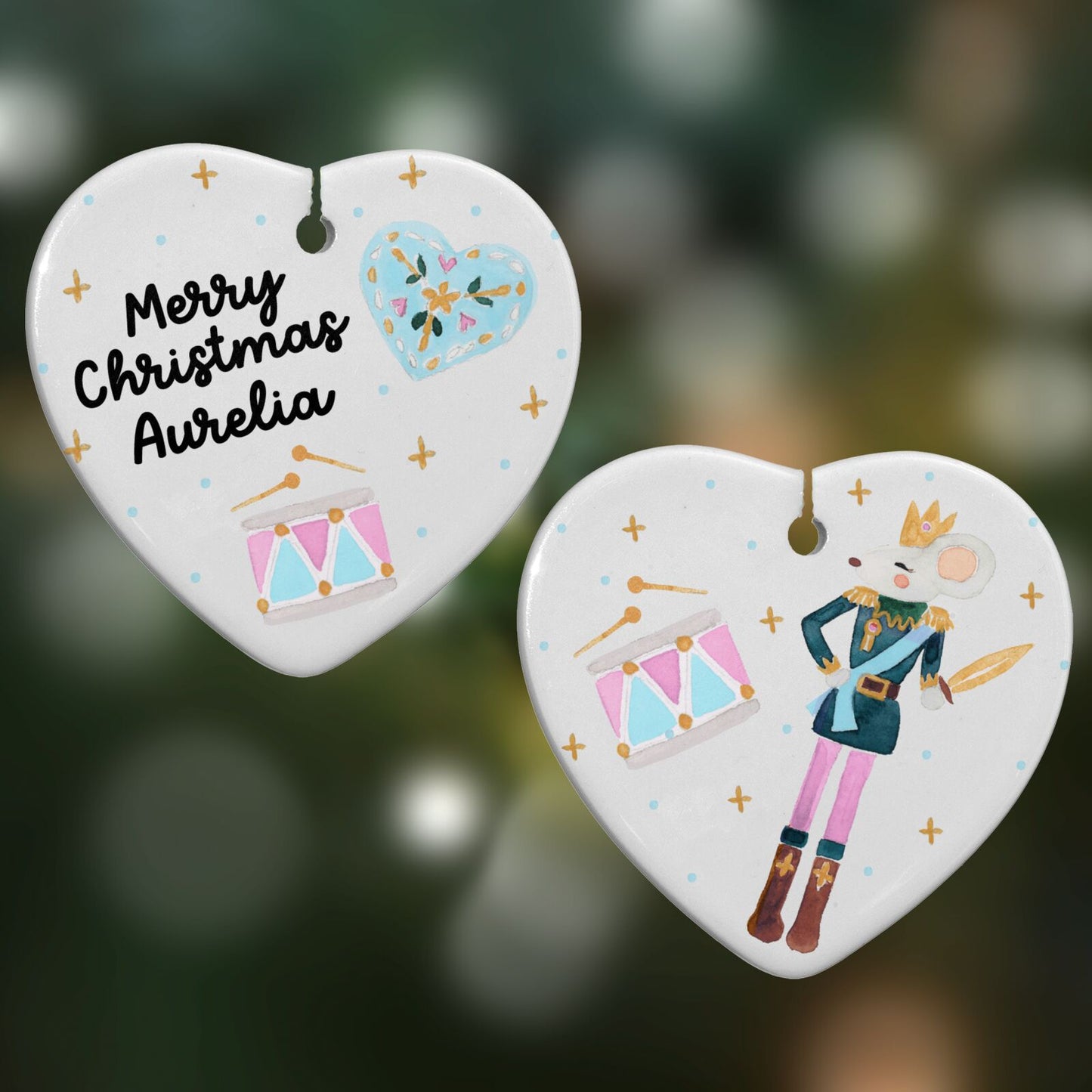 Custom Mouse King Heart Decoration on Christmas Background
