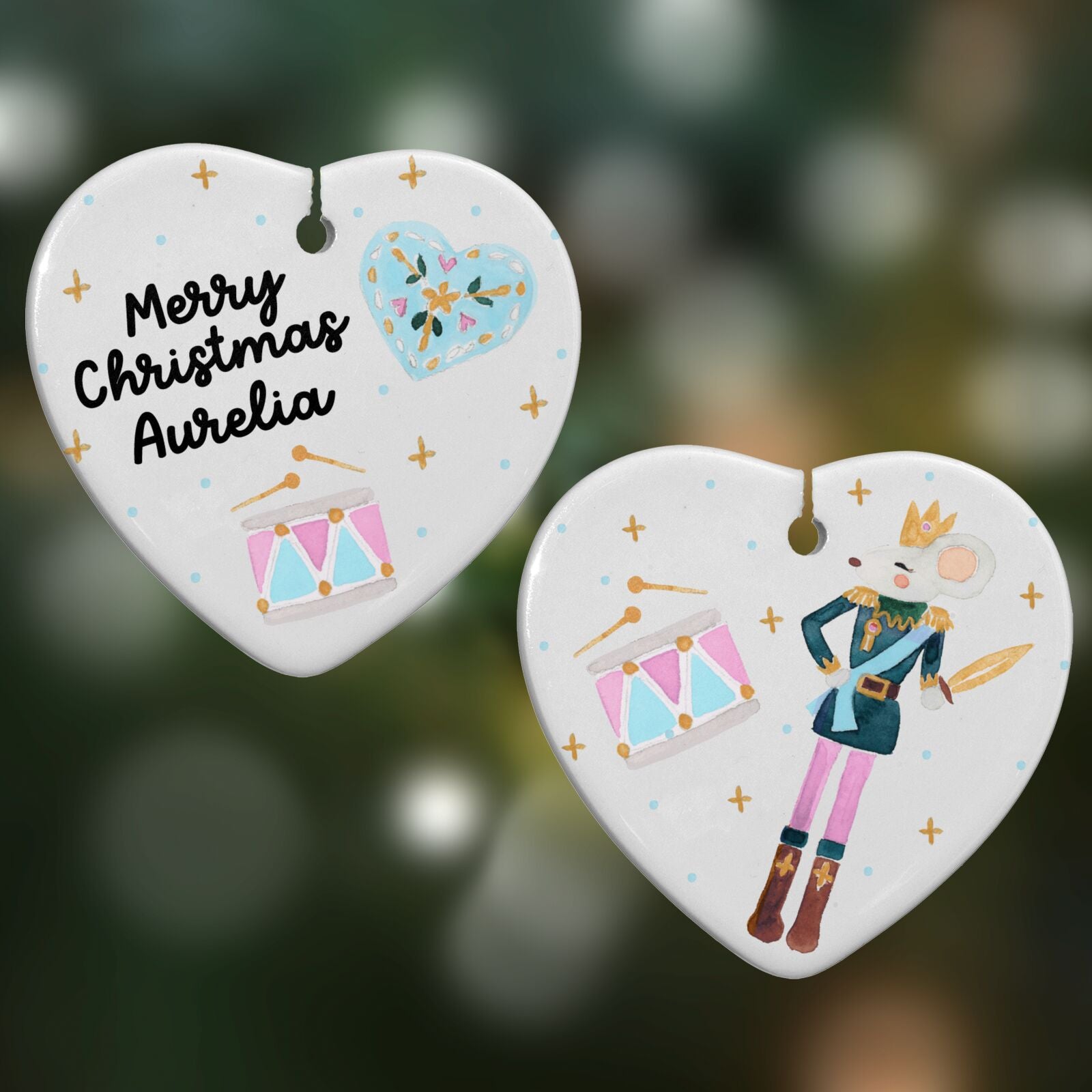 Custom Mouse King Heart Decoration on Christmas Background