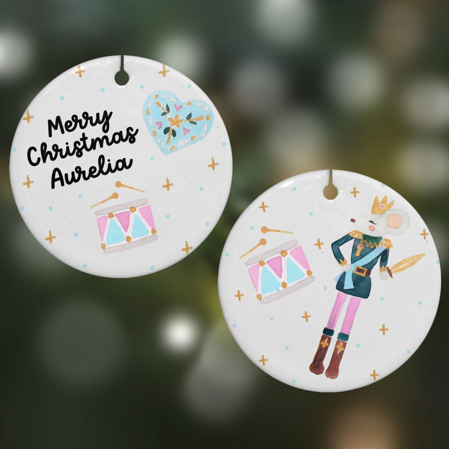 Custom Mouse King Round Decoration on Christmas Background
