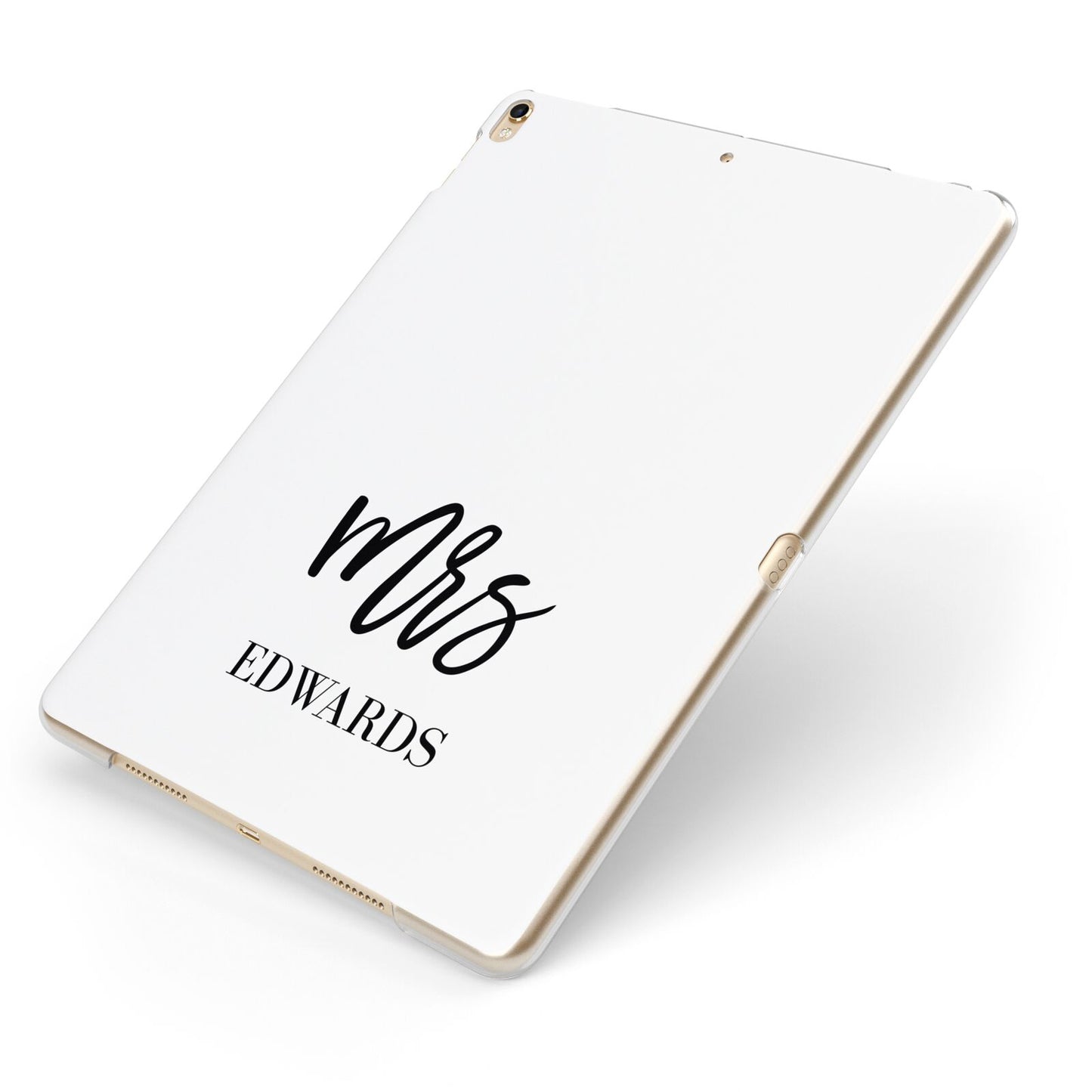 Custom Mrs Apple iPad Case on Gold iPad Side View