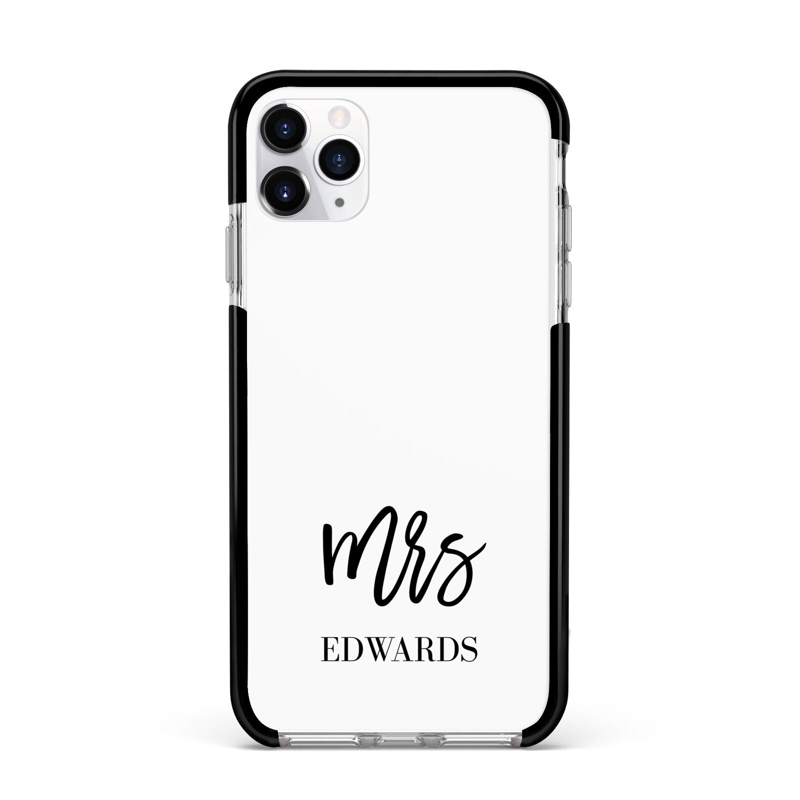 Custom Mrs Apple iPhone 11 Pro Max in Silver with Black Impact Case