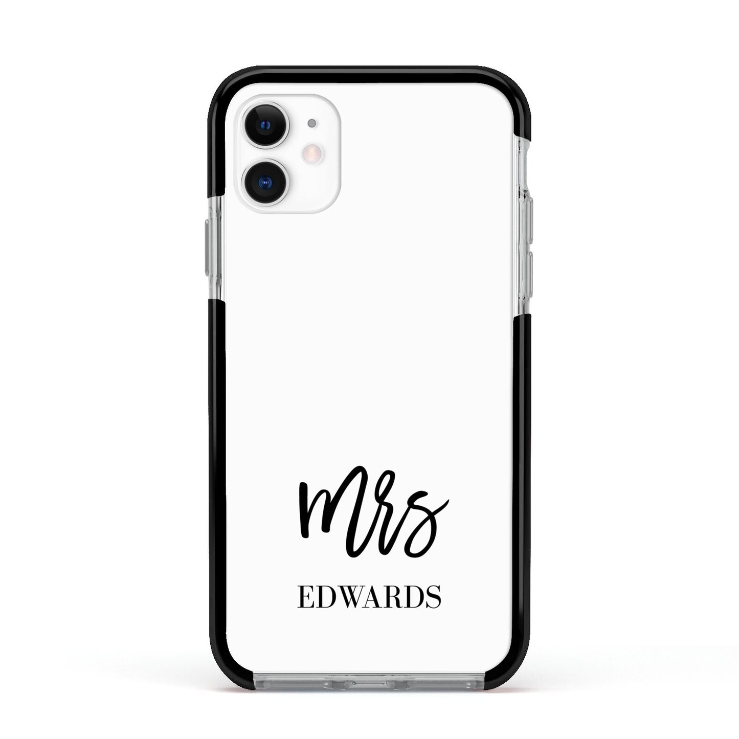 Custom Mrs Apple iPhone 11 in White with Black Impact Case