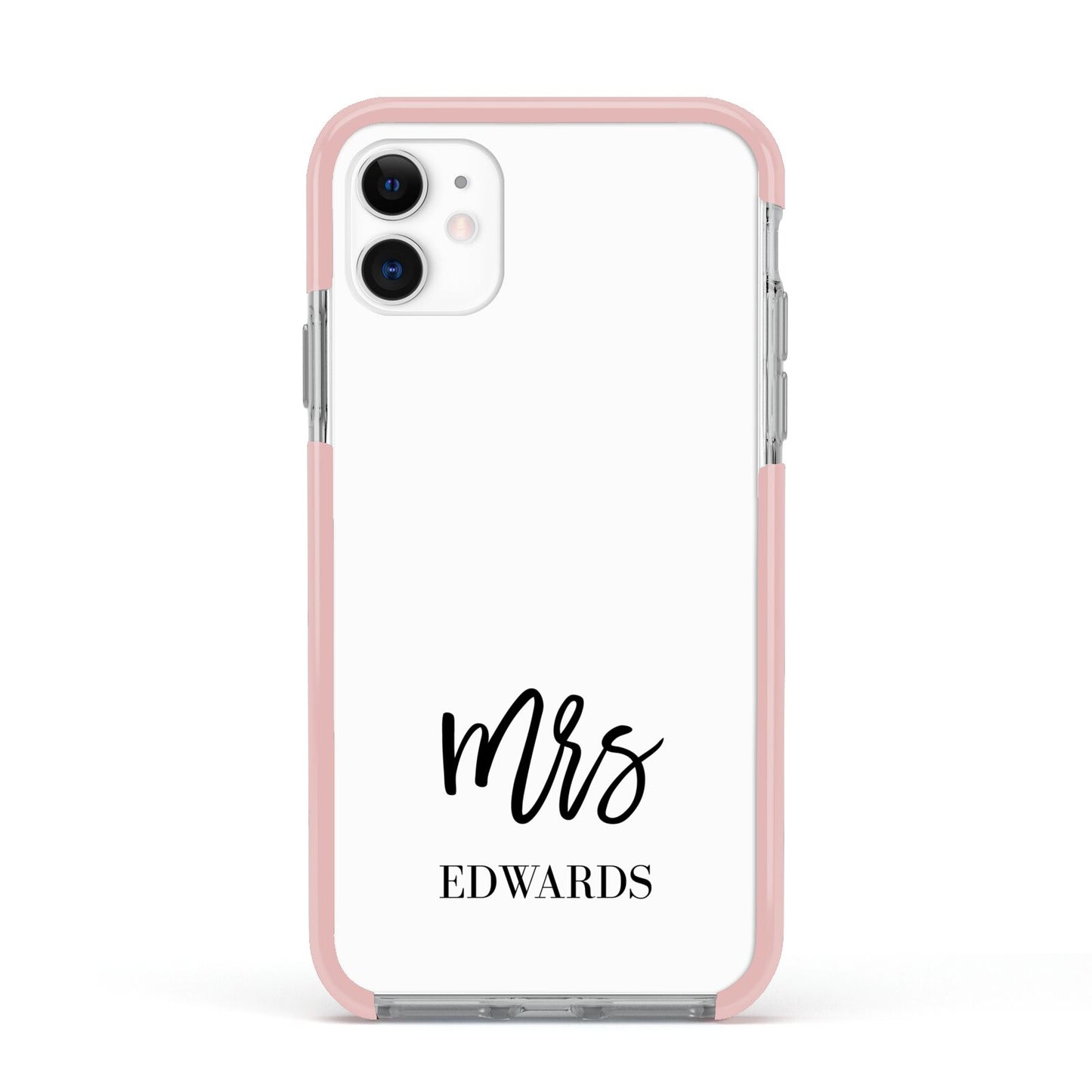 Custom Mrs Apple iPhone 11 in White with Pink Impact Case
