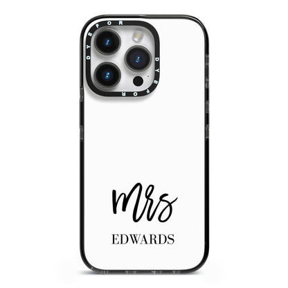 Custom Mrs iPhone 14 Pro Black Impact Case on Silver phone