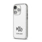 Custom Mrs iPhone 14 Pro Glitter Tough Case Silver Angled Image