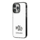 Custom Mrs iPhone 14 Pro Max Black Impact Case Side Angle on Silver phone