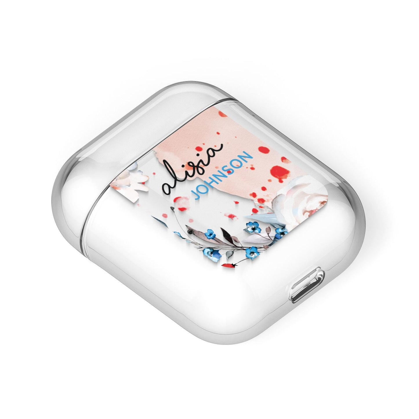 Custom Name Floral Bouquet AirPods Case Laid Flat