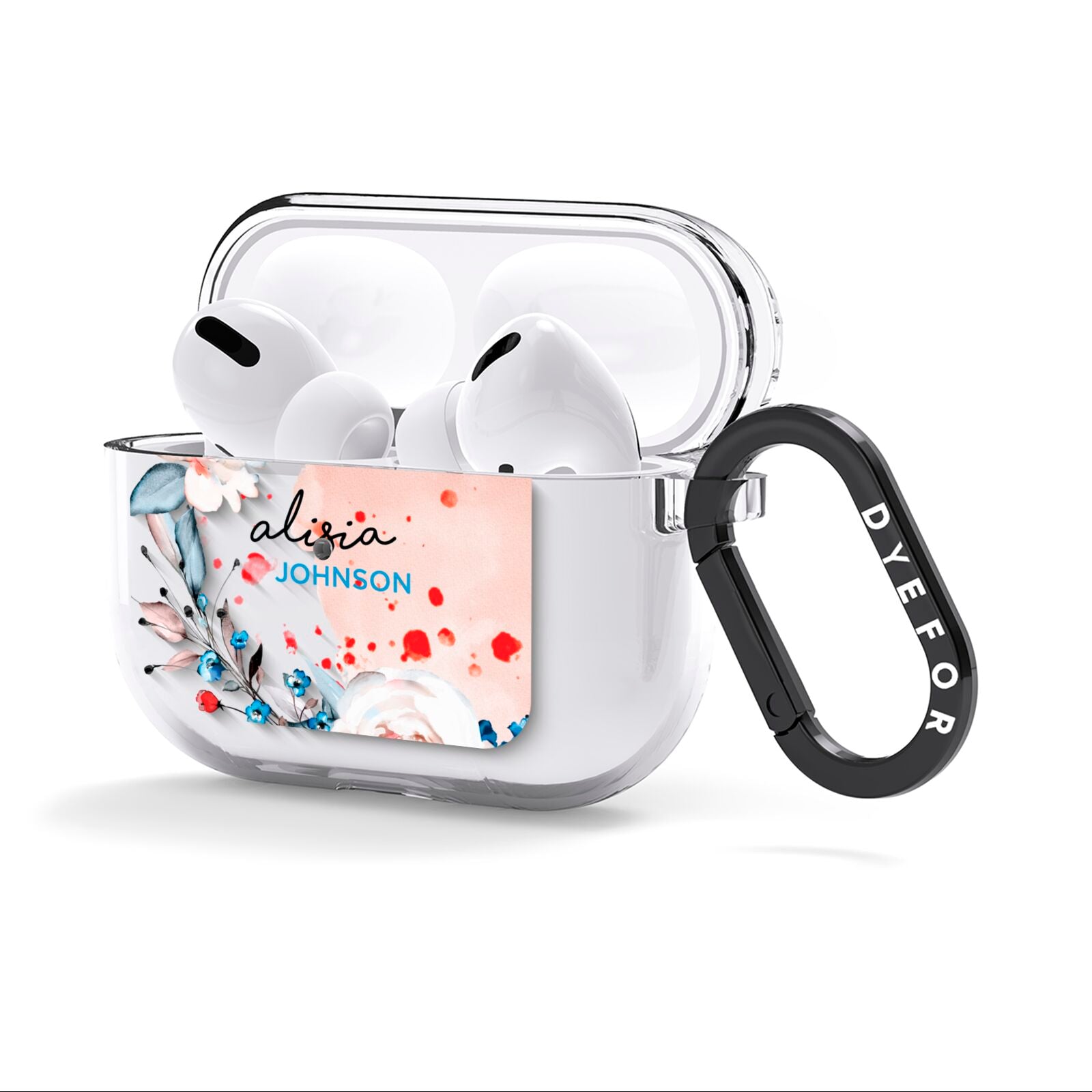 Custom Name Floral Bouquet AirPods Clear Case 3rd Gen Side Image