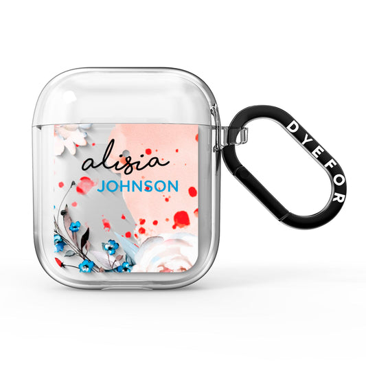 Custom Name Floral Bouquet AirPods Clear Case