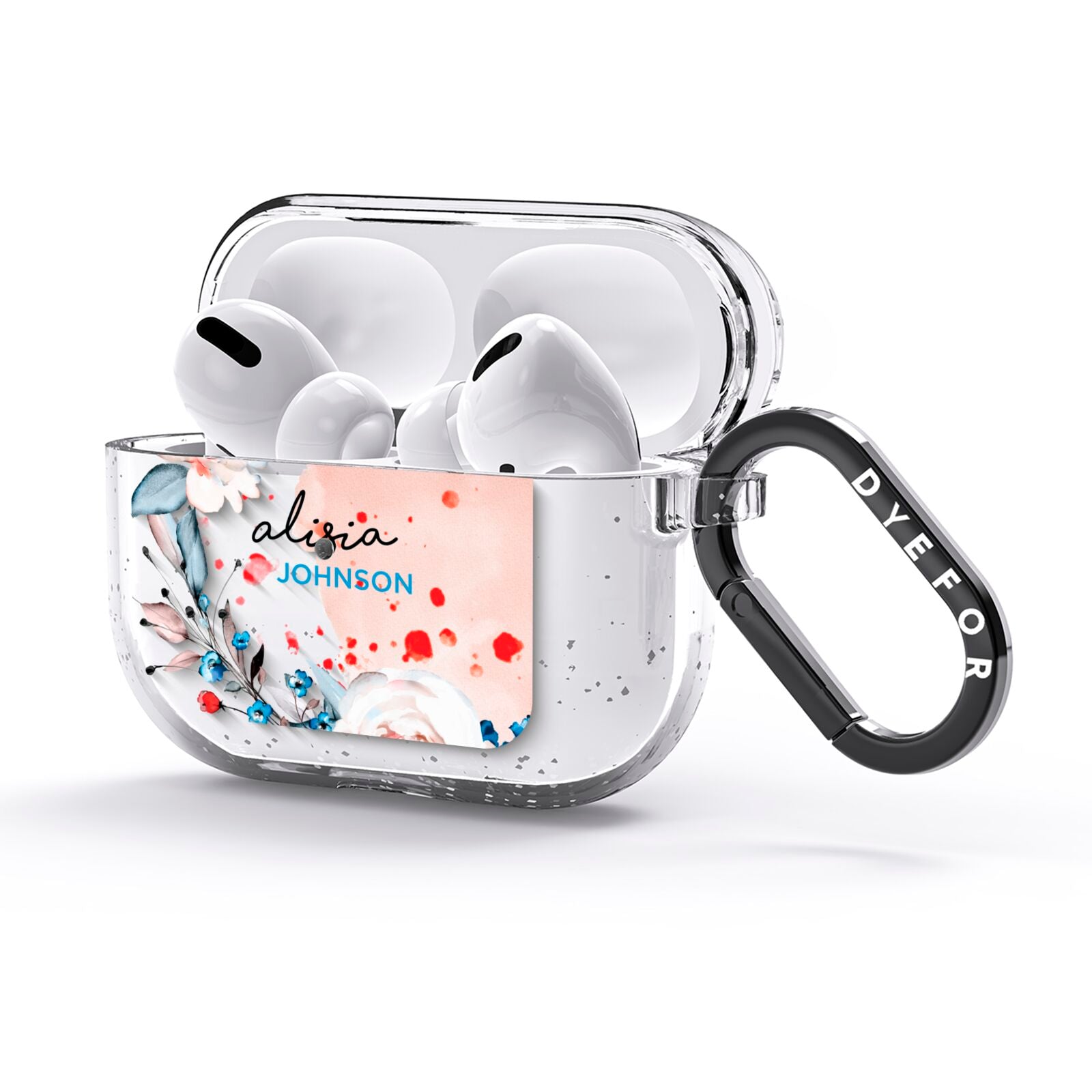 Custom Name Floral Bouquet AirPods Glitter Case 3rd Gen Side Image