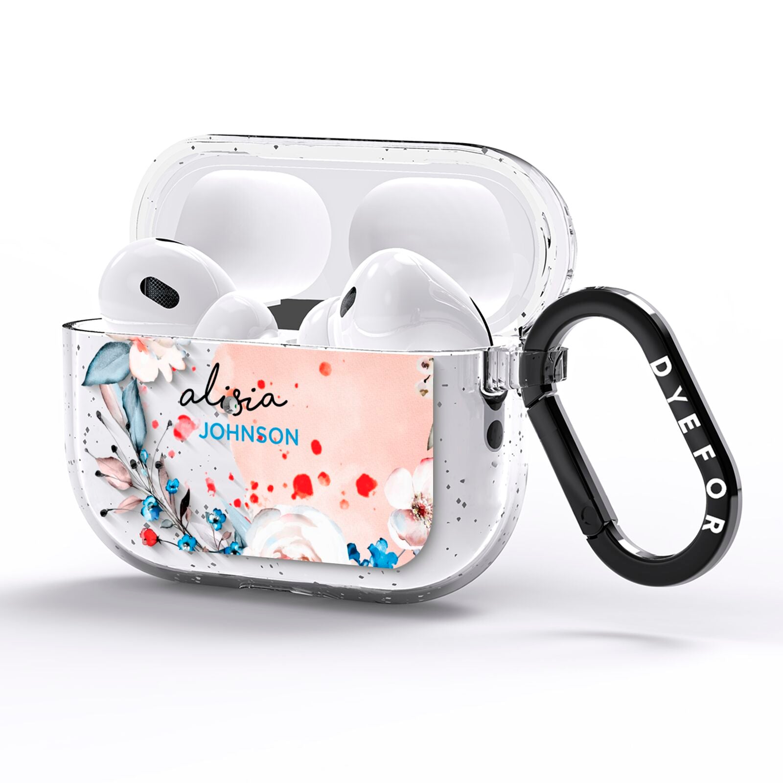 Custom Name Floral Bouquet AirPods Pro Glitter Case Side Image