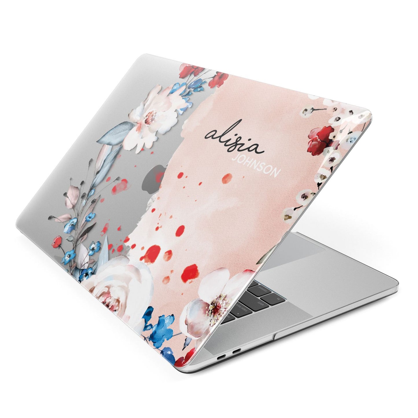 Custom Name Floral Bouquet Apple MacBook Case Side View