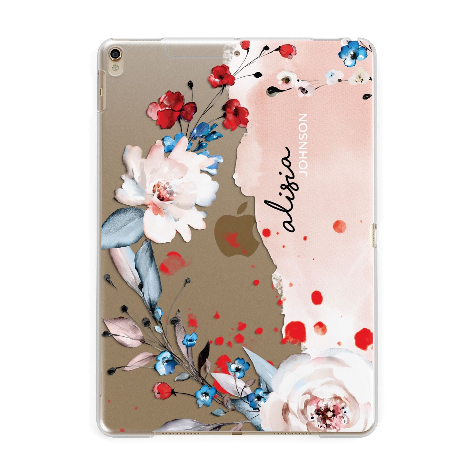 Custom Name Floral Bouquet Apple iPad Gold Case