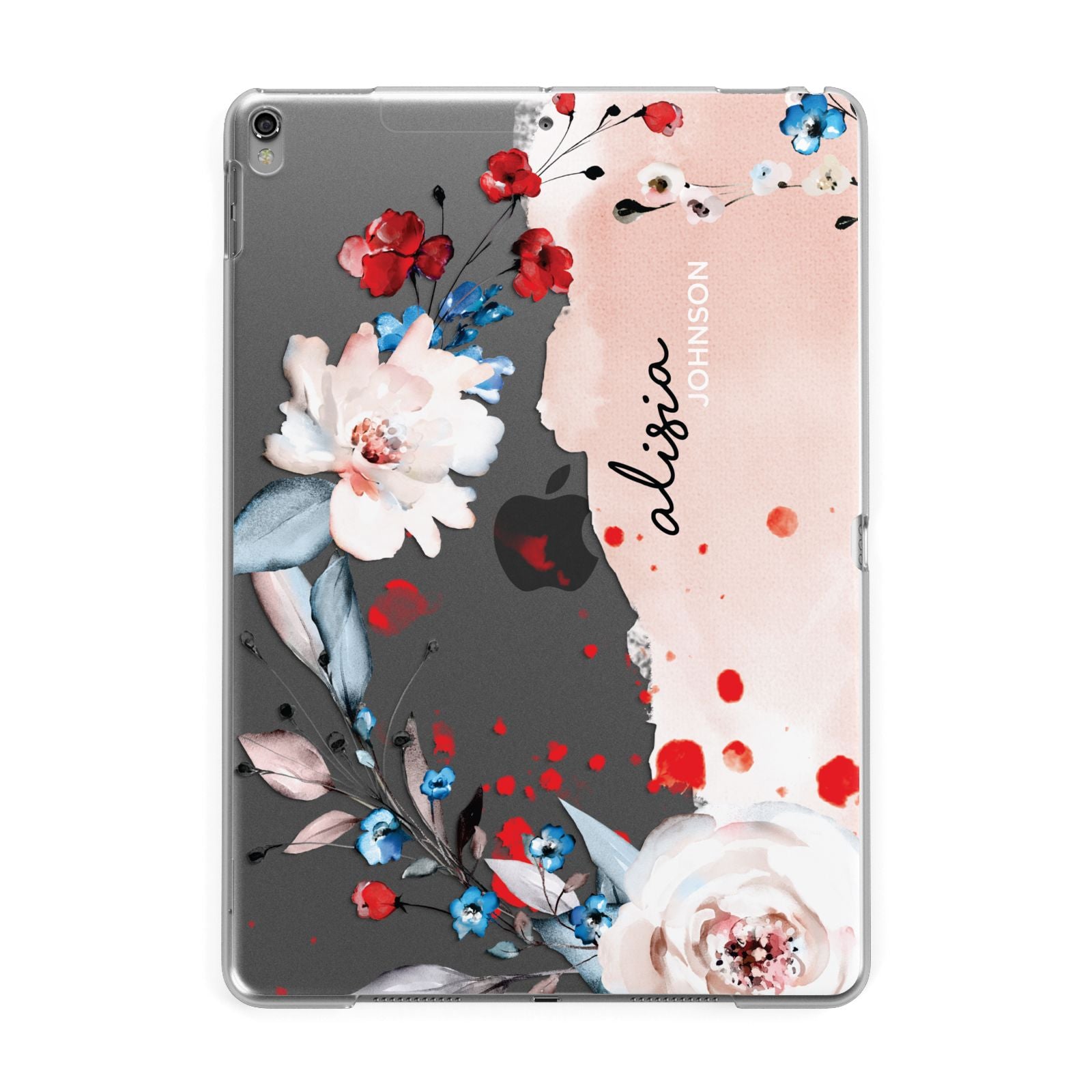 Custom Name Floral Bouquet Apple iPad Grey Case