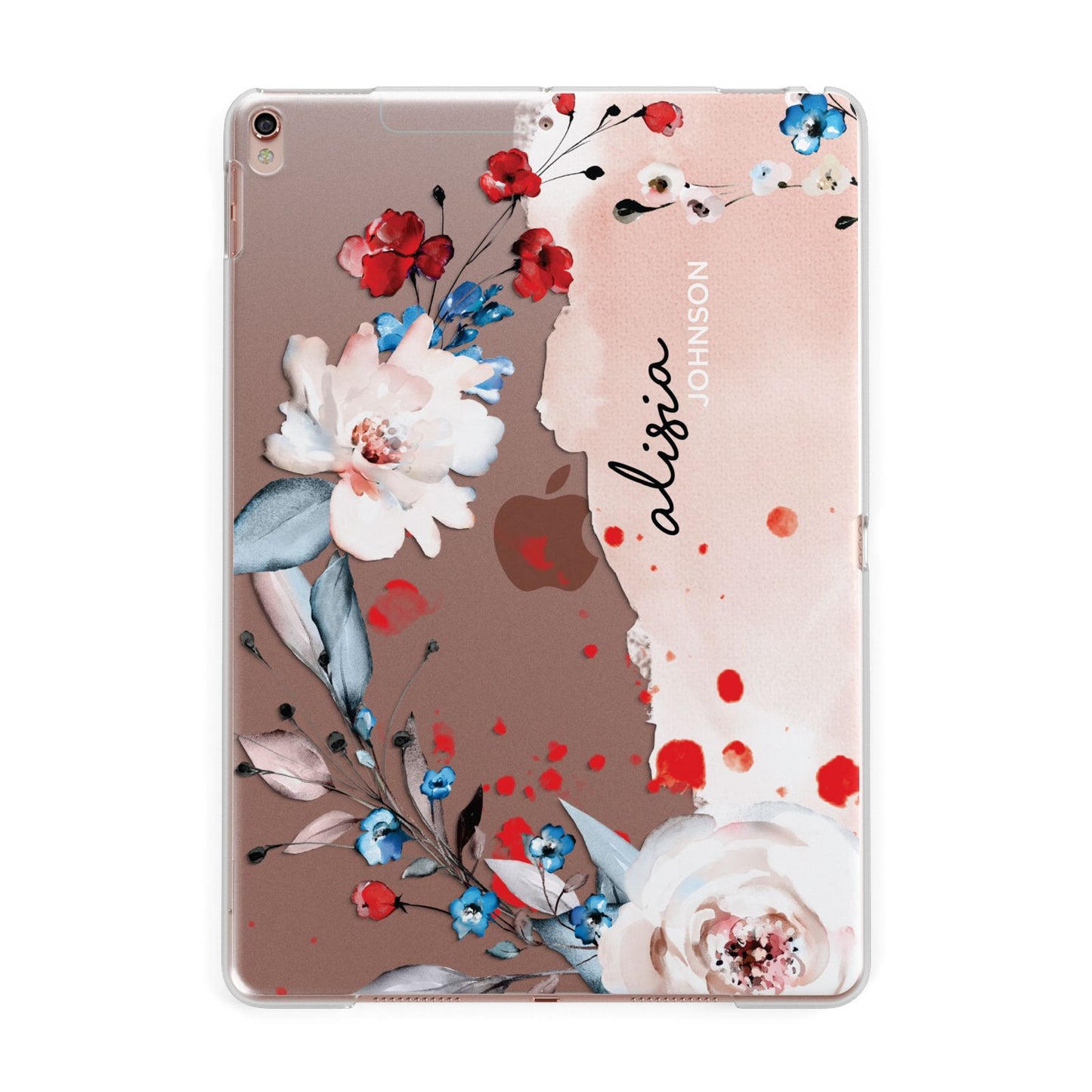 Custom Name Floral Bouquet Apple iPad Rose Gold Case