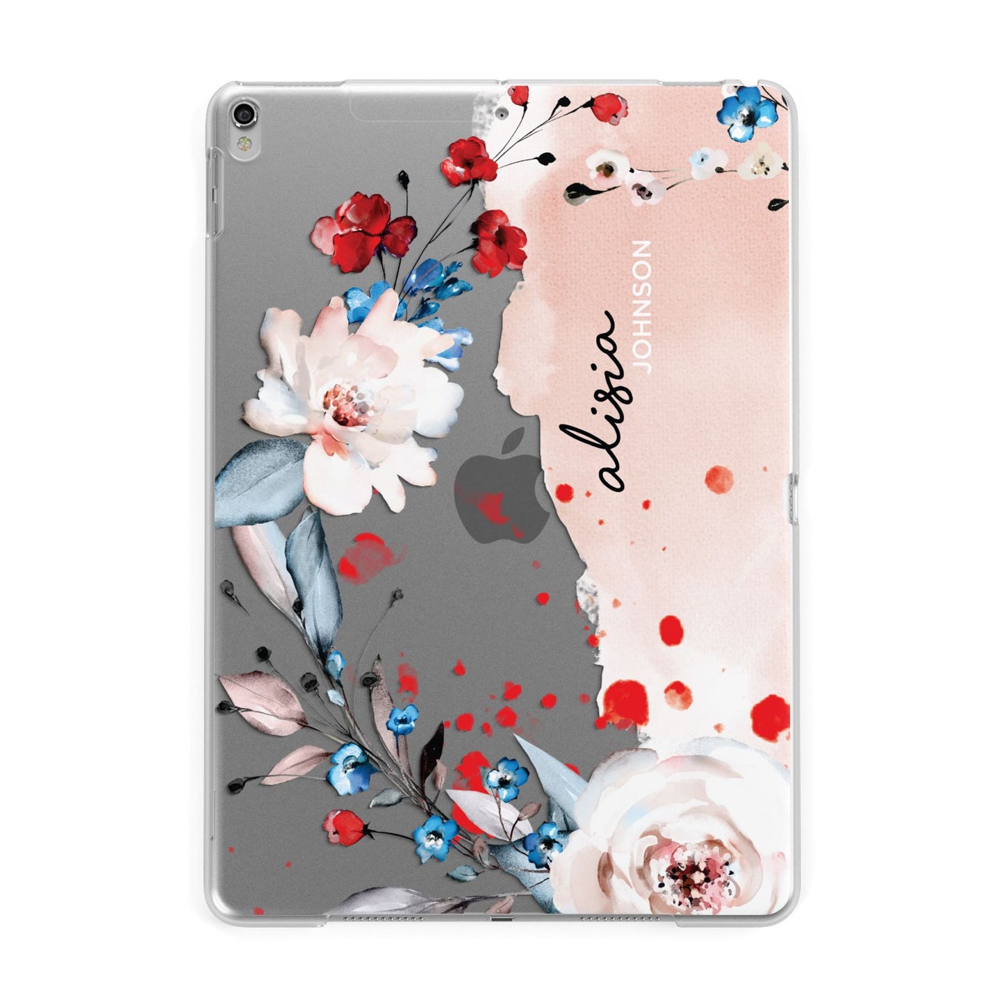 Custom Name Floral Bouquet Apple iPad Silver Case