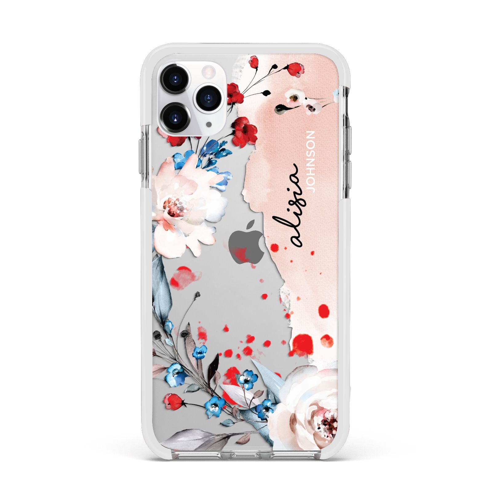 Custom Name Floral Bouquet Apple iPhone 11 Pro Max in Silver with White Impact Case