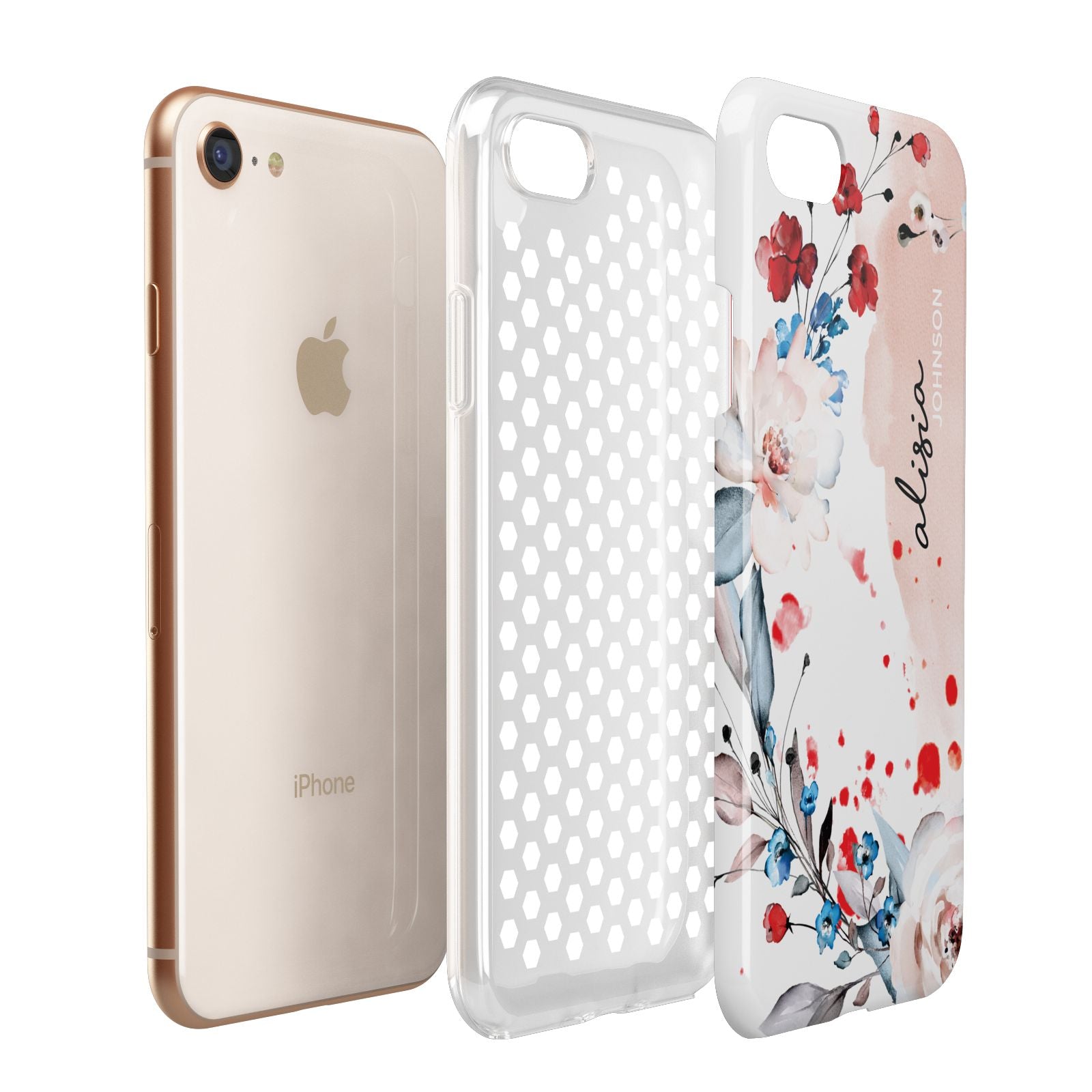Custom Name Floral Bouquet Apple iPhone 7 8 3D Tough Case Expanded View