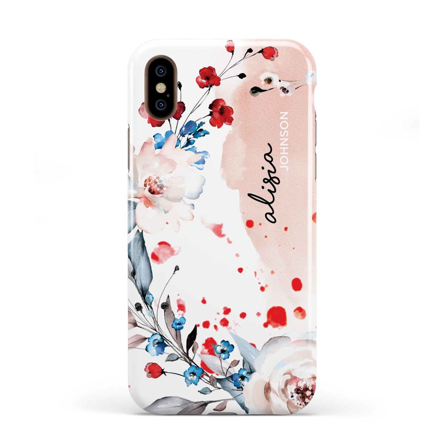 Custom Name Floral Bouquet Apple iPhone XS 3D Tough