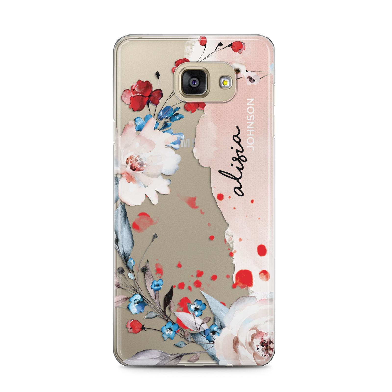 Custom Name Floral Bouquet Samsung Galaxy A5 2016 Case on gold phone