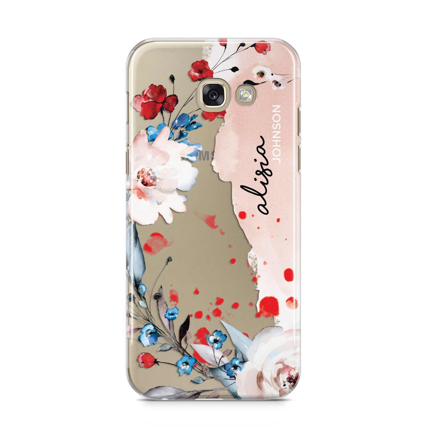 Custom Name Floral Bouquet Samsung Galaxy A5 2017 Case on gold phone