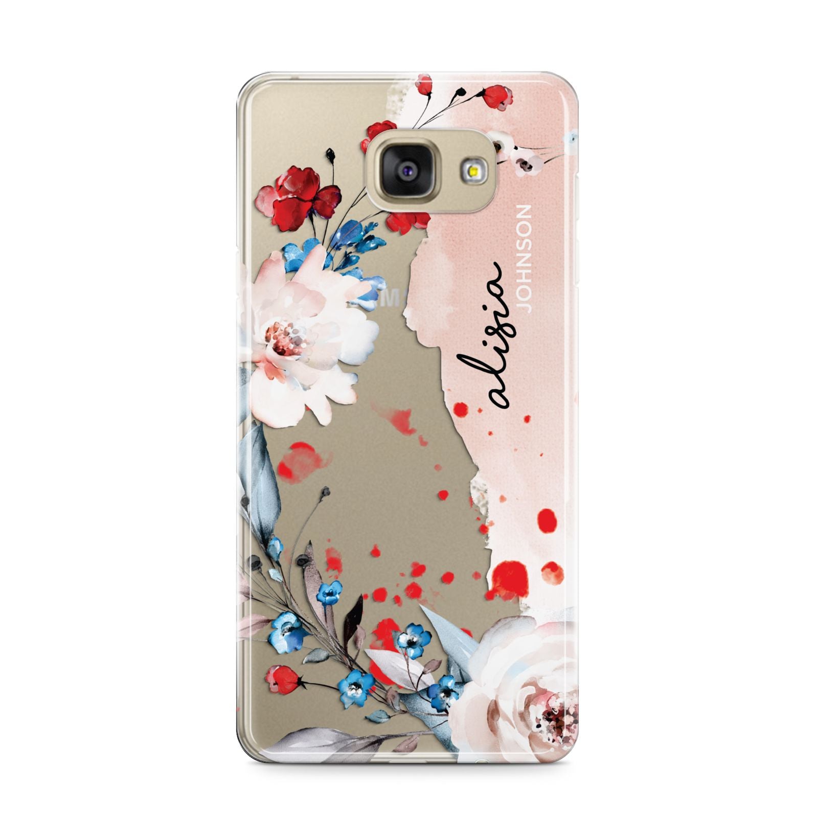 Custom Name Floral Bouquet Samsung Galaxy A9 2016 Case on gold phone