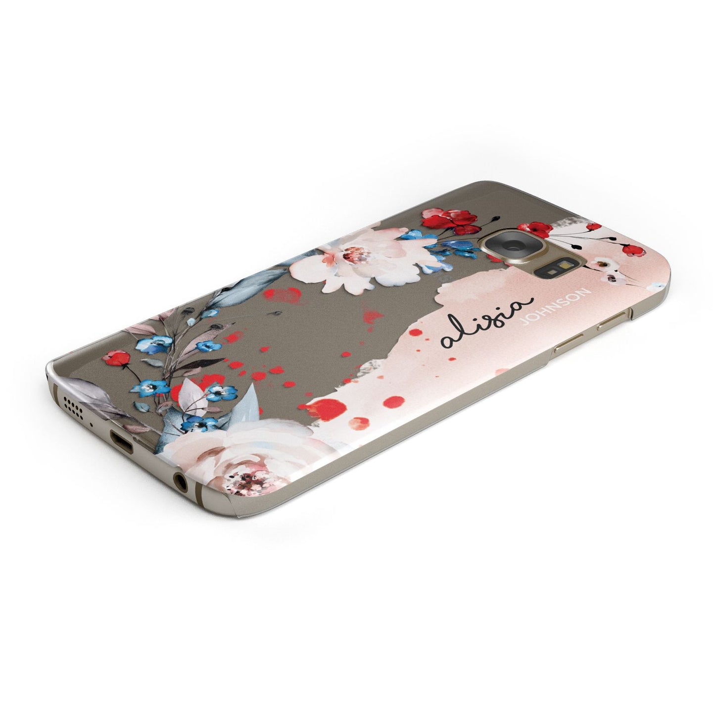 Custom Name Floral Bouquet Samsung Galaxy Case Bottom Cutout