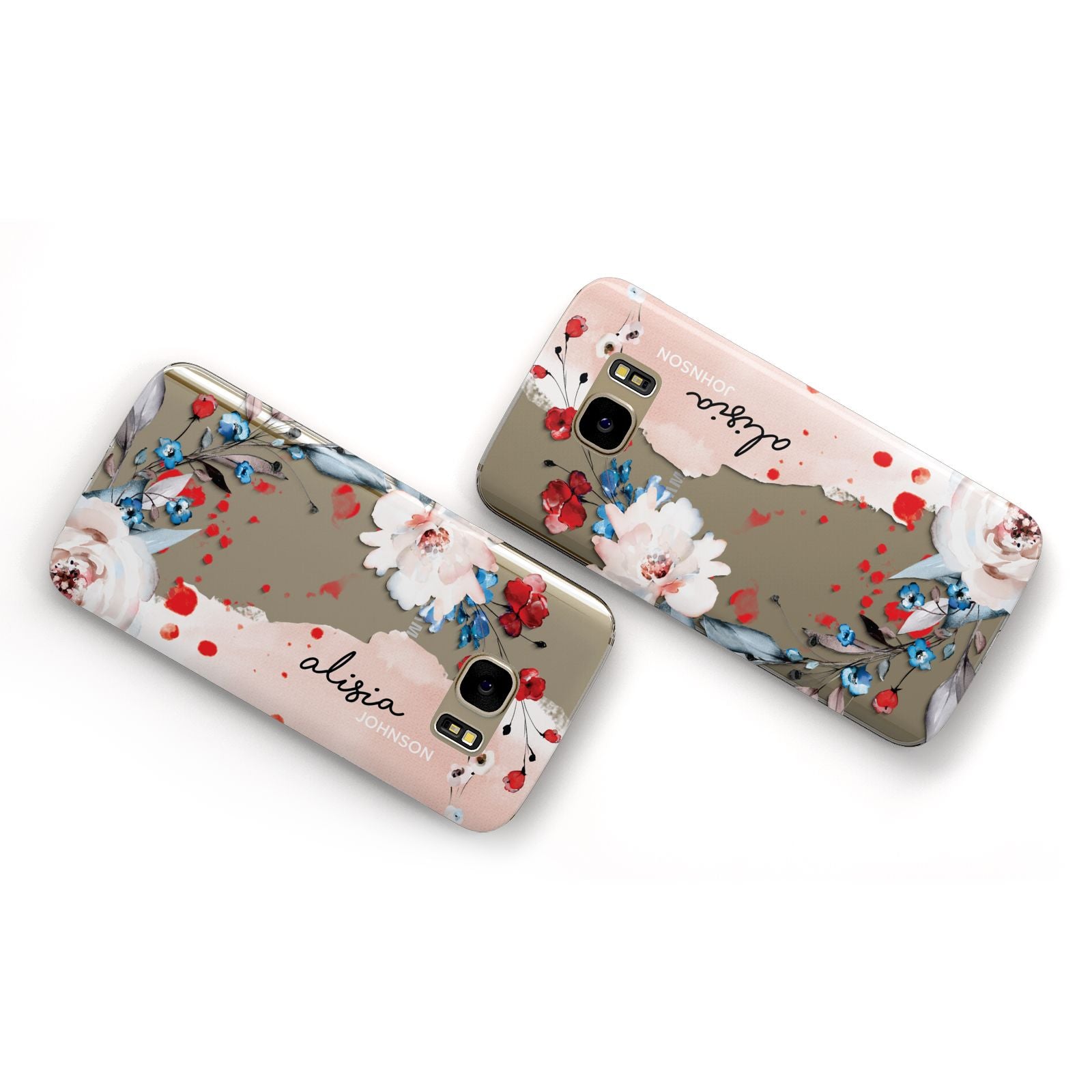 Custom Name Floral Bouquet Samsung Galaxy Case Flat Overview