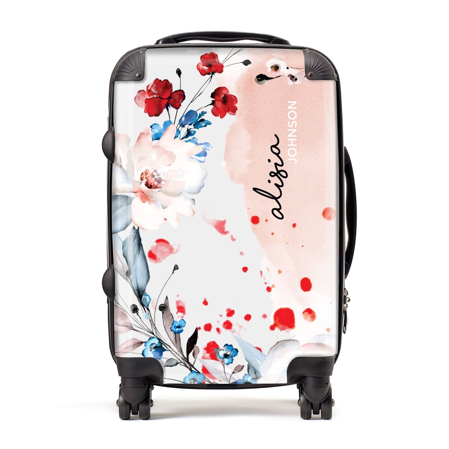 Custom Name Floral Bouquet Suitcase