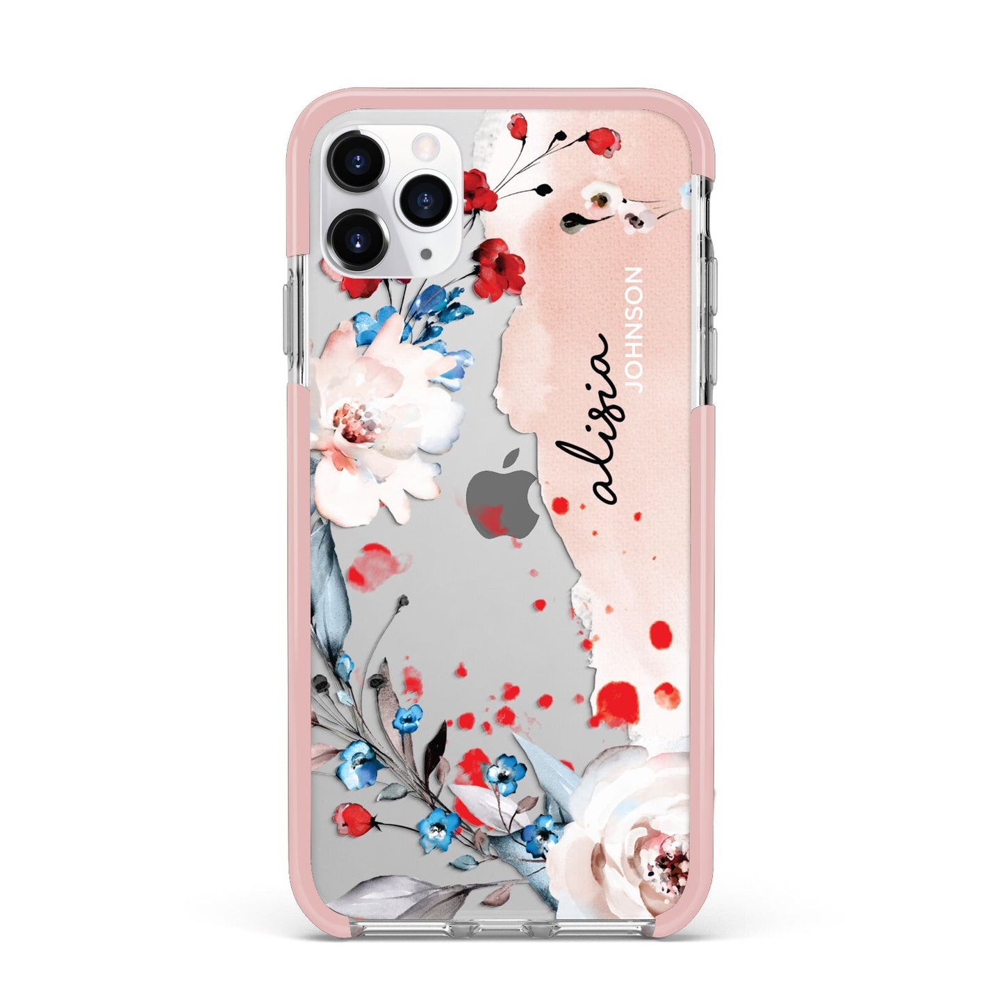 Custom Name Floral Bouquet iPhone 11 Pro Max Impact Pink Edge Case