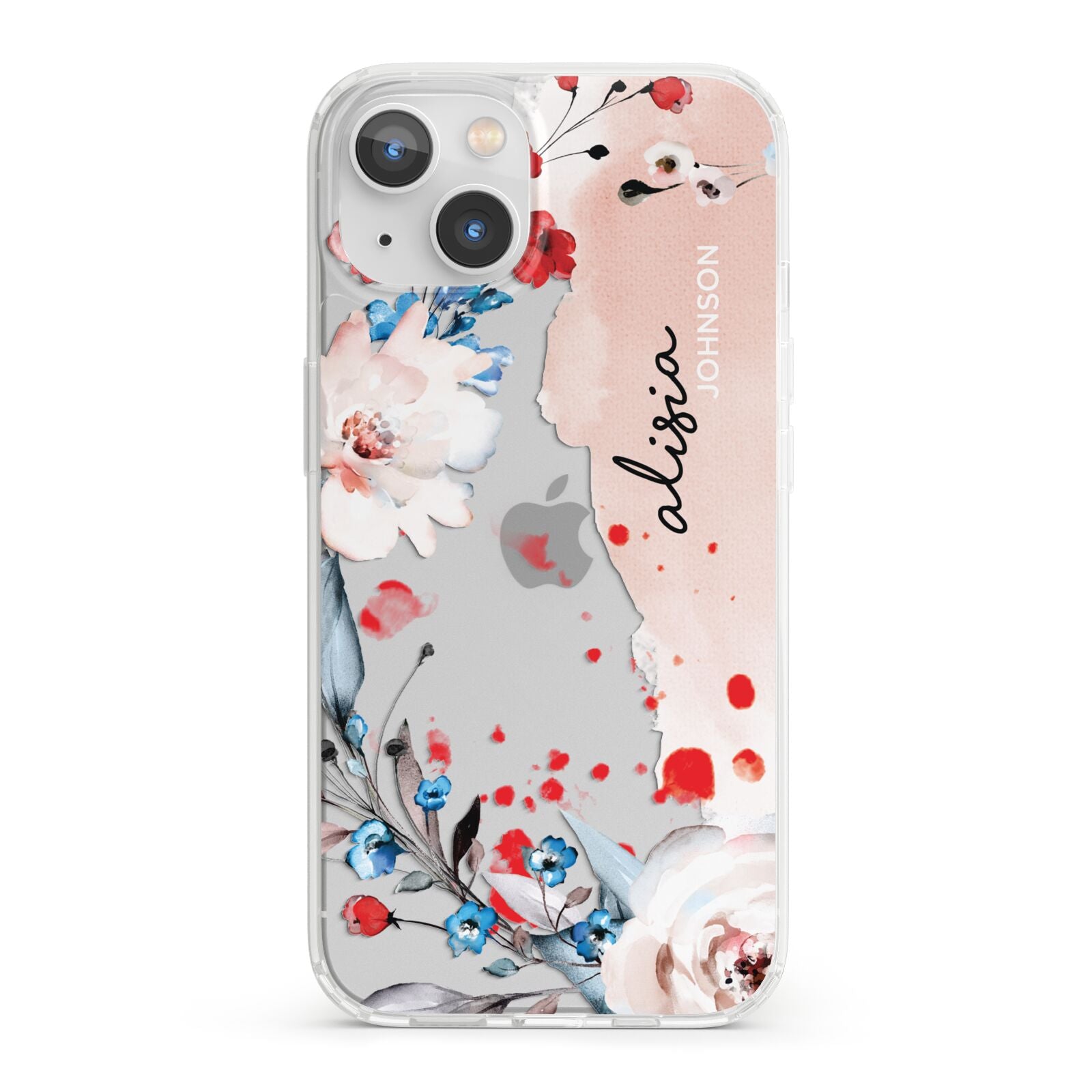 Custom Name Floral Bouquet iPhone 13 Clear Bumper Case