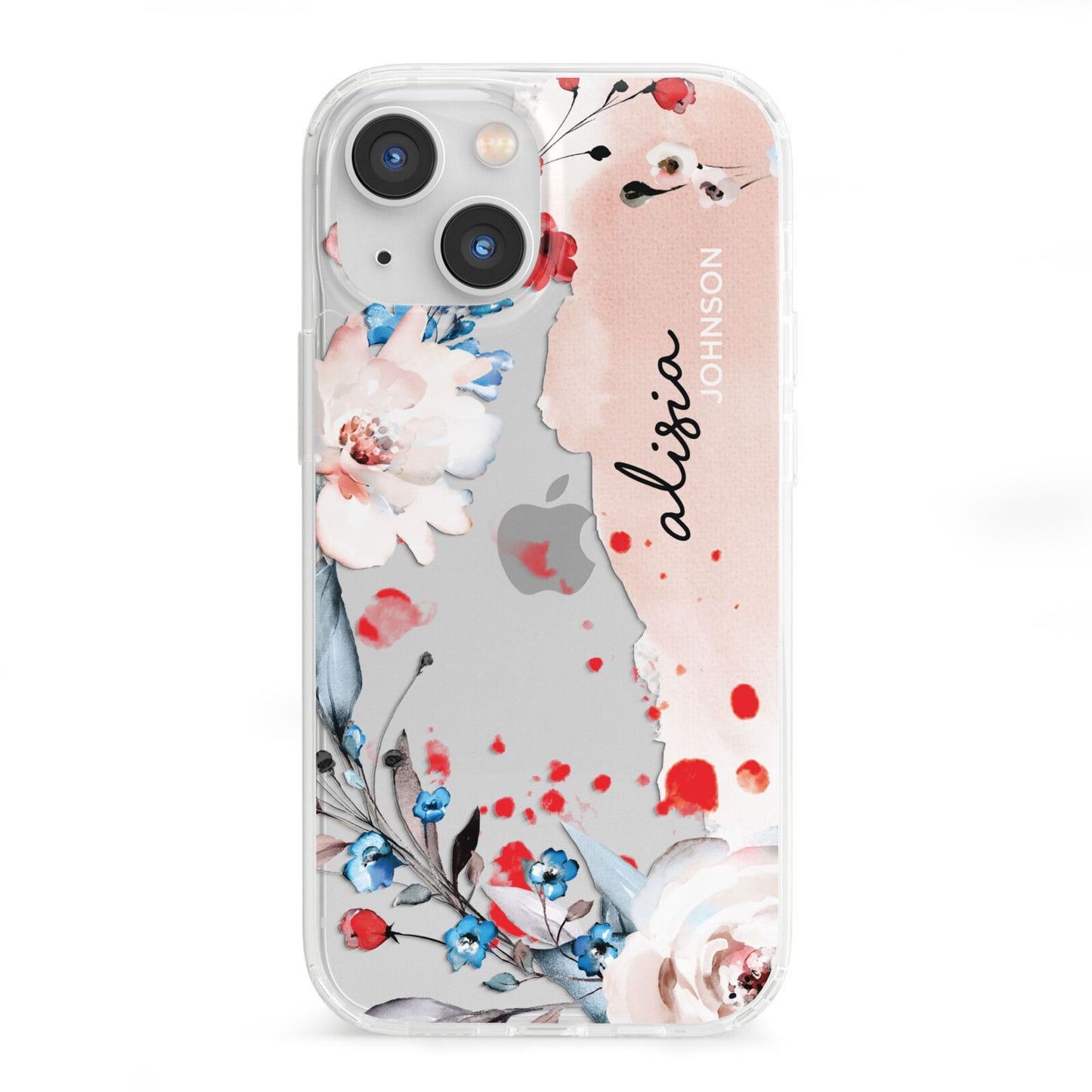 Custom Name Floral Bouquet iPhone 13 Mini Clear Bumper Case