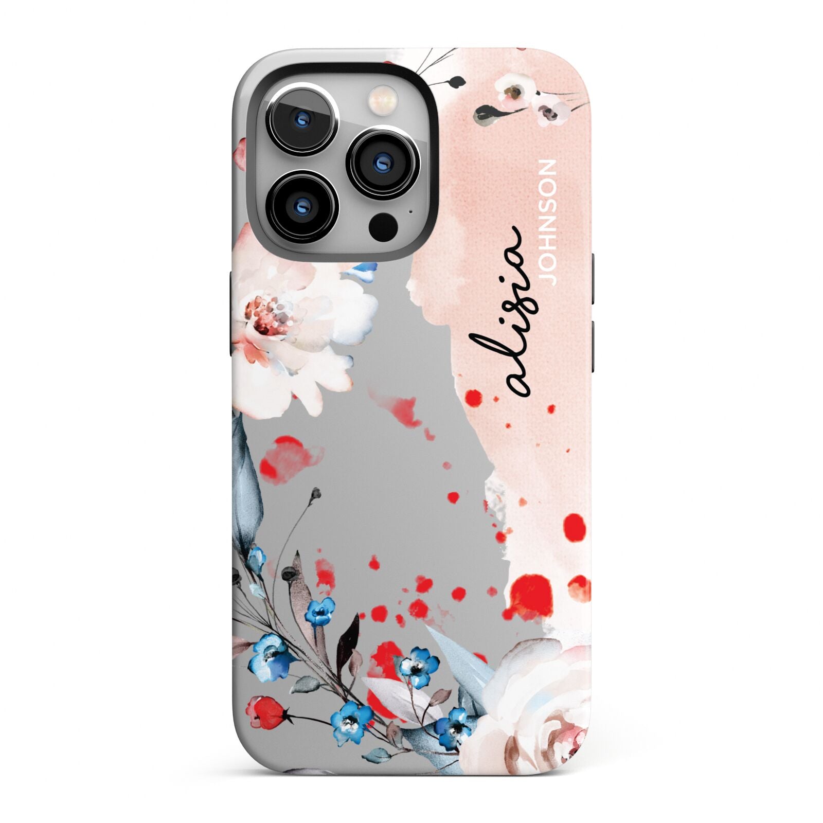 Custom Name Floral Bouquet iPhone 13 Pro Full Wrap 3D Tough Case