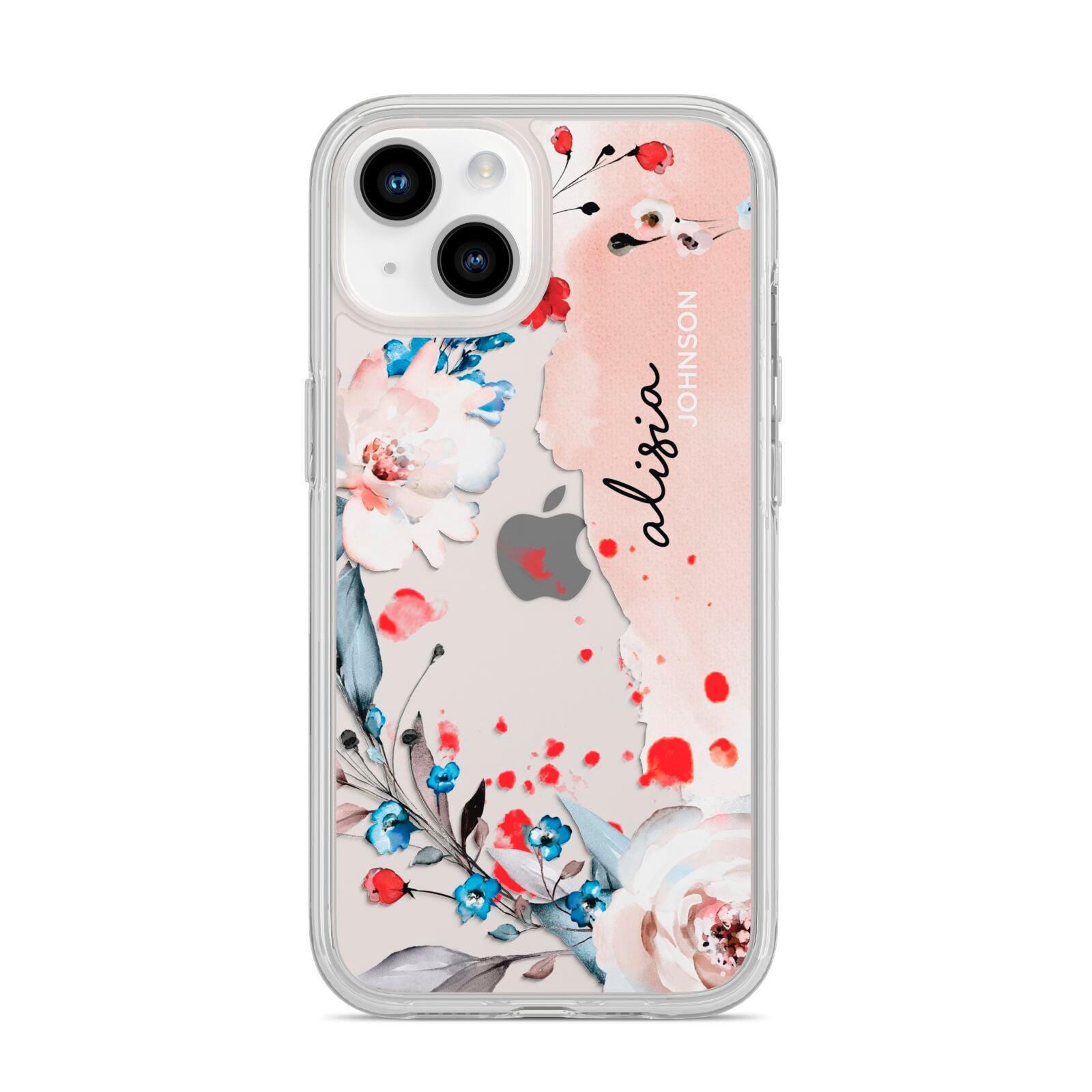 Custom Name Floral Bouquet iPhone 14 Clear Tough Case Starlight