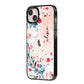 Custom Name Floral Bouquet iPhone 14 Plus Black Impact Case Side Angle on Silver phone